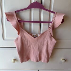 NEW Elegant Pink Ruffle Crop Top